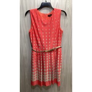 TAHARI‎ Women's (Size 14) Sleeveless Round Neck Polka Dot Belted Dress Stretch